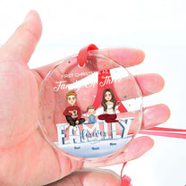 First Christmas As A Family Of Three - Personalized Glass Ornament