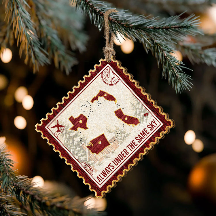 Family Long Distance Love Postage Stamp - Personalized Ornament 7