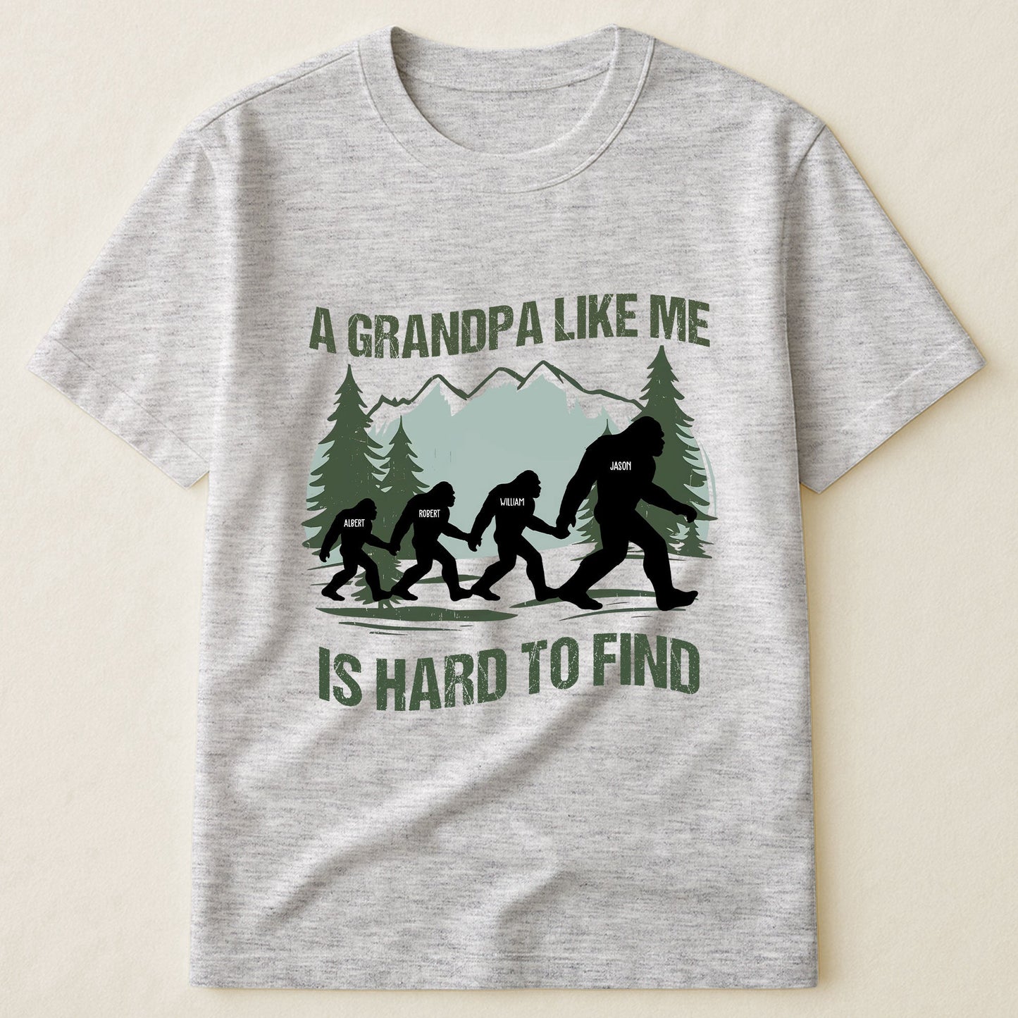 Father's-Day-Gifts,-Funny-Bigfoot-For-Dad,-Grandpa,-Custom-Kids'-Names-Personalized-Shirt