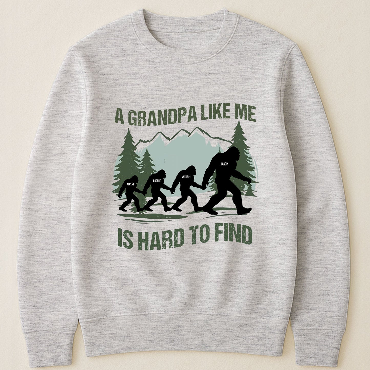 Father's-Day-Gifts,-Funny-Bigfoot-For-Dad,-Grandpa,-Custom-Kids'-Names-Personalized-Shirt