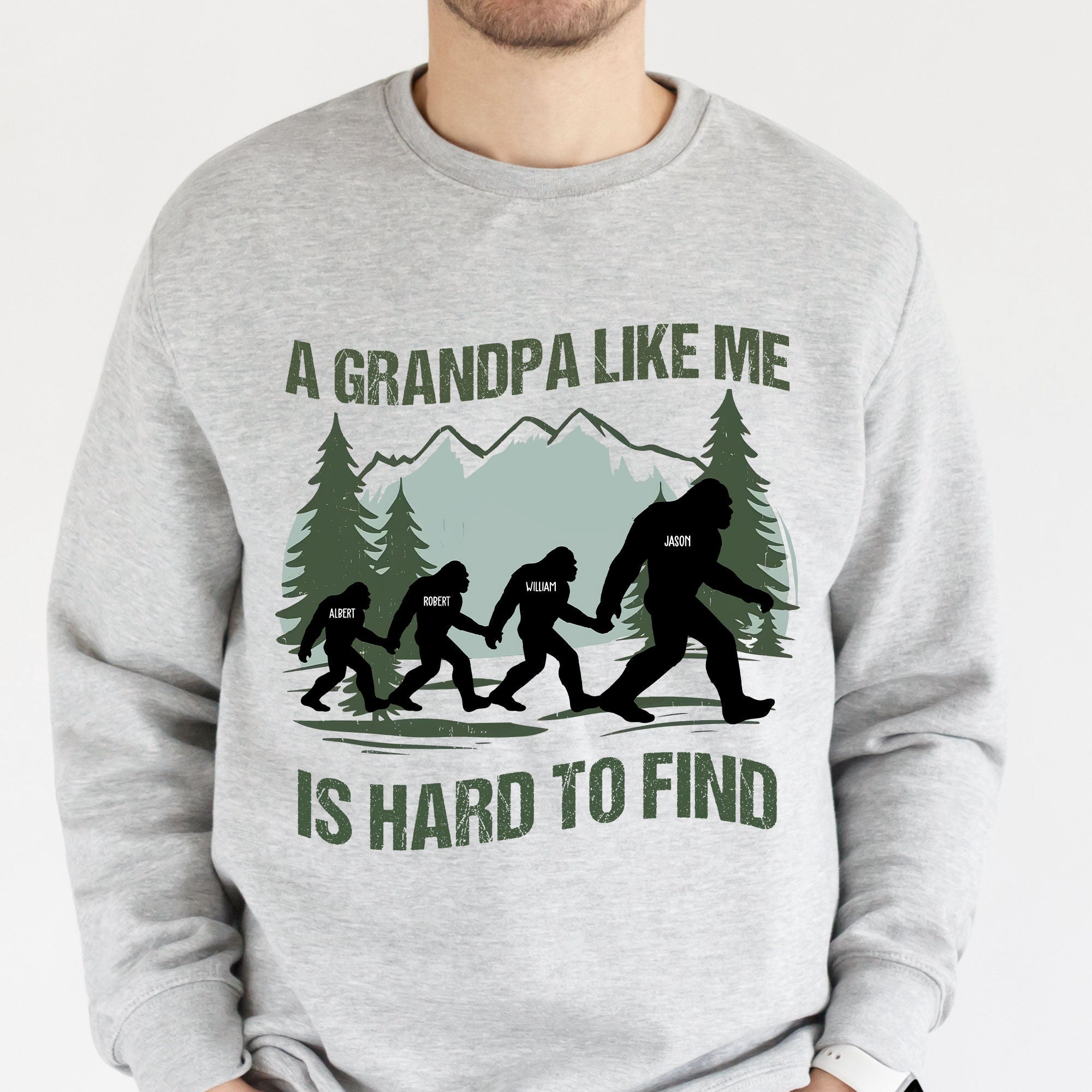 Father's-Day-Gifts,-Funny-Bigfoot-For-Dad,-Grandpa,-Custom-Kids'-Names-Personalized-Shirt