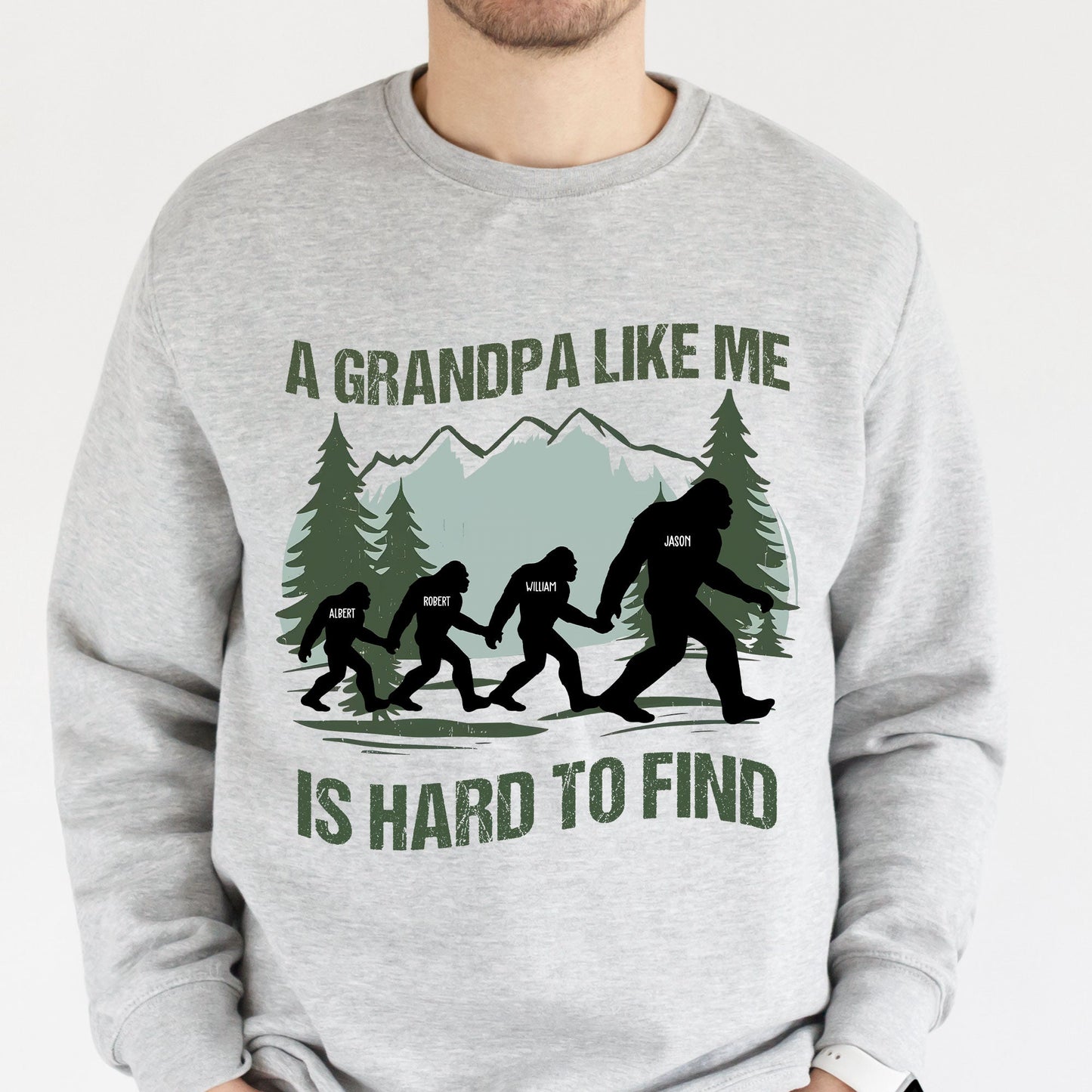 Father's-Day-Gifts,-Funny-Bigfoot-For-Dad,-Grandpa,-Custom-Kids'-Names-Personalized-Shirt