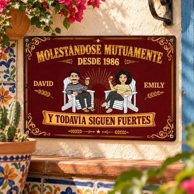 Molestándose Mutuamente Desde 1986 Y Todavía Siguen Fuertes - Regalos Para Parejas - Personalizado Cartel De Metal