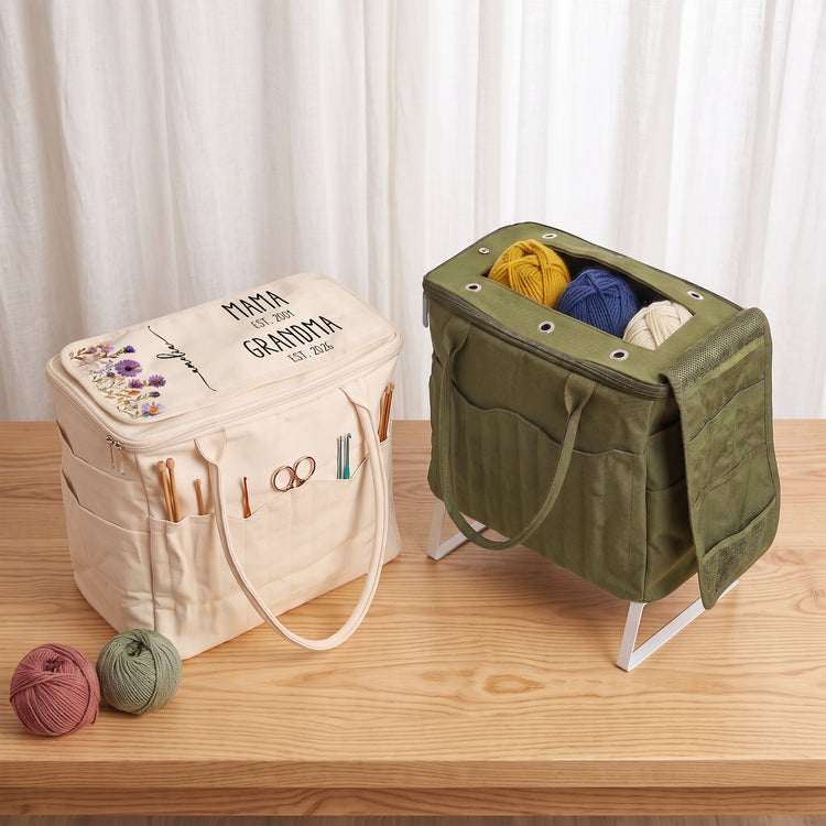 Mom Grandma Birth Flower - Personalized Knitting Bag 3