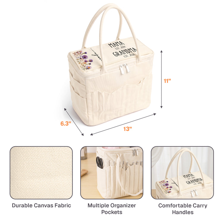 Mom Grandma Birth Flower - Personalized Knitting Bag 7