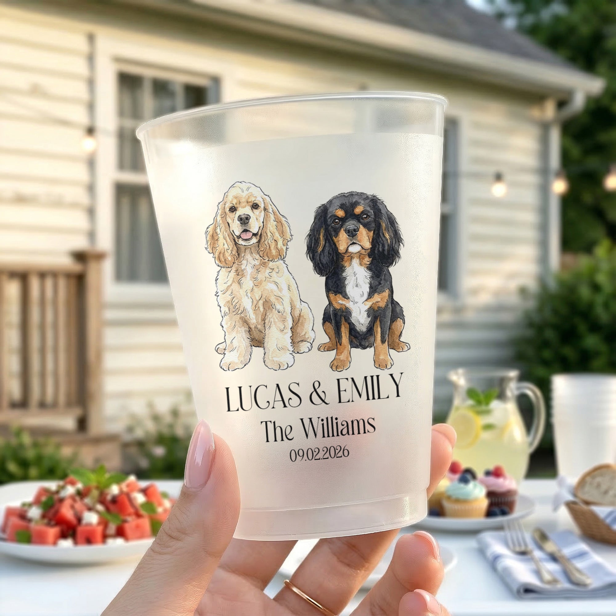 Mommy & Daddy Got Married Custom Pet Portrait Watercolor Wedding Favors - Personalized Cups 2