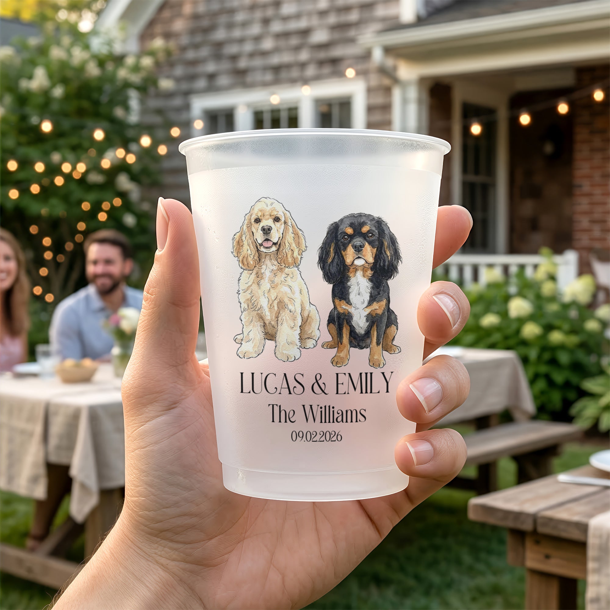 Mommy & Daddy Got Married Custom Pet Portrait Watercolor Wedding Favors - Personalized Cups 3