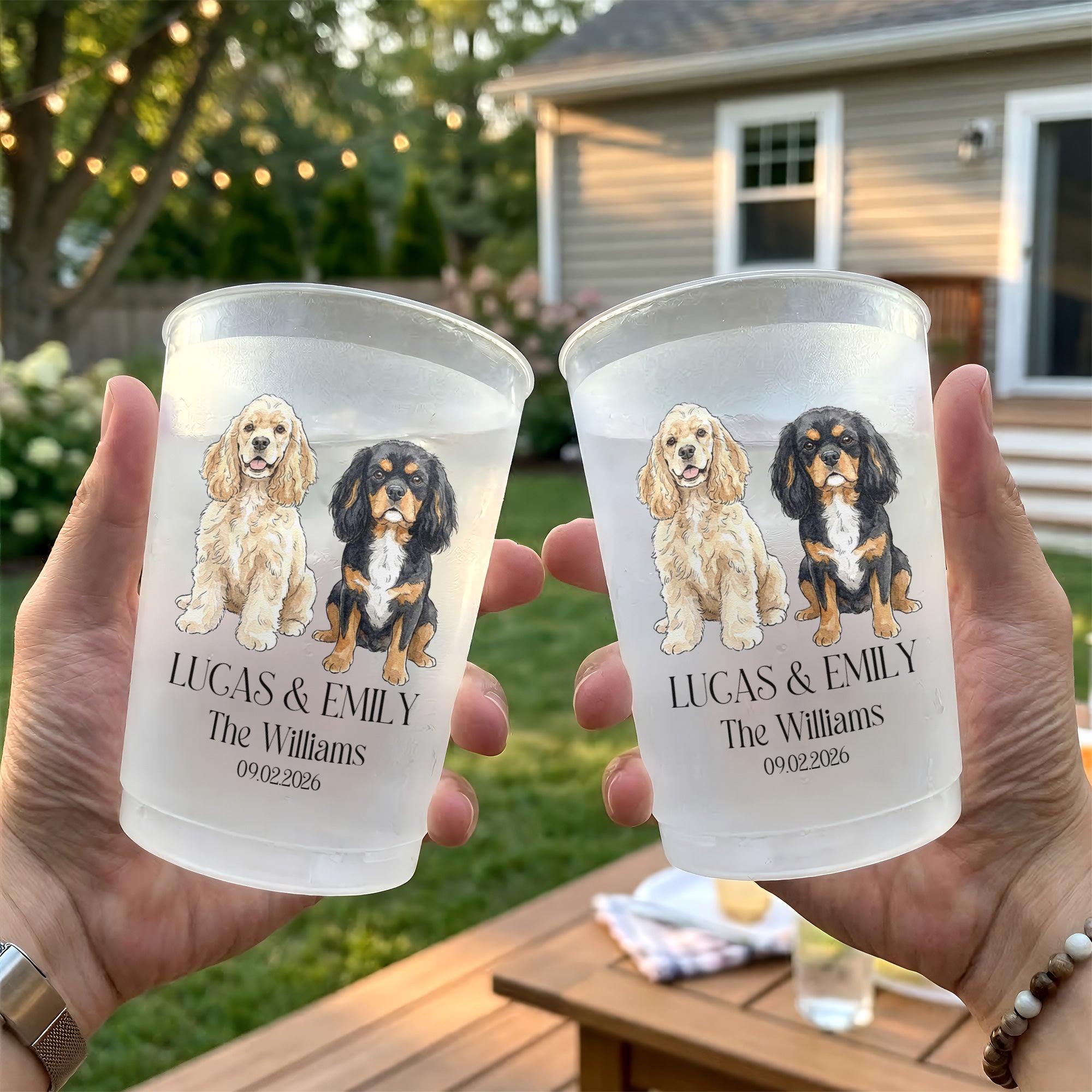 Mommy & Daddy Got Married Custom Pet Portrait Watercolor Wedding Favors - Personalized Cups 4
