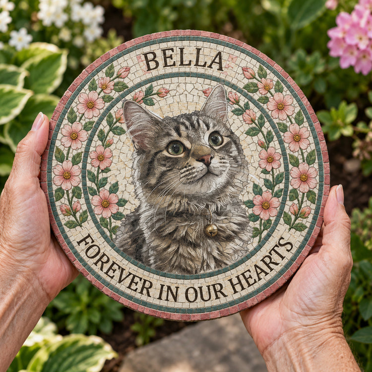 Mosaic Art Pet Floral Memorial Stone Pet Loss Gift - Personalized Garden Stone 2