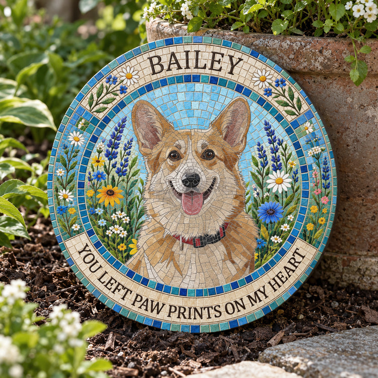 Mosaic Art Pet Floral Memorial Stone Pet Loss Gift - Personalized Garden Stone 3