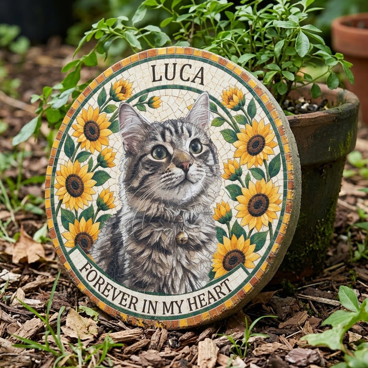 Mosaic Art Pet Floral Memorial Stone Pet Loss Gift - Personalized Garden Stone 4