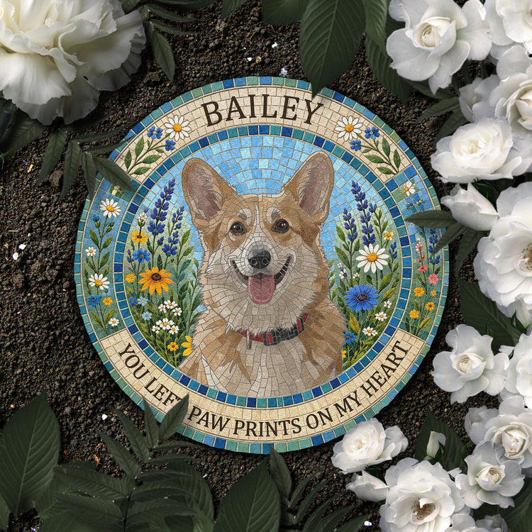 Mosaic Art Pet Floral Memorial Stone Pet Loss Gift - Personalized Garden Stone 5
