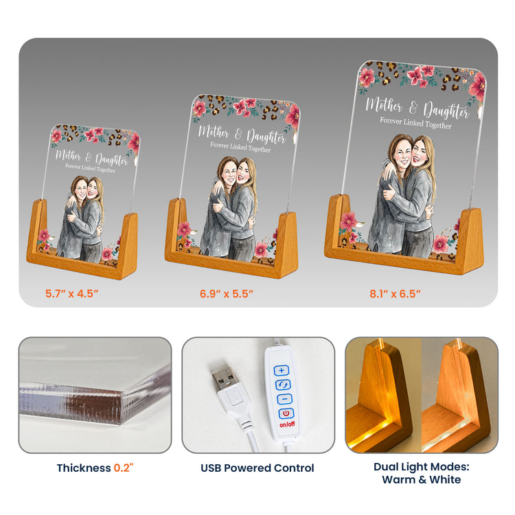 Mother & Daughter Forever Linked Together Custom Photo - Personalized Night Light 5