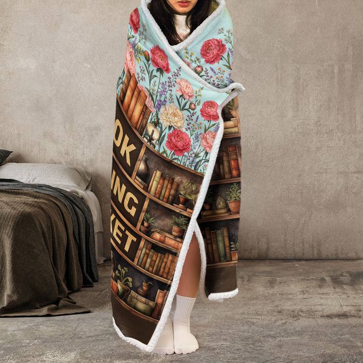 My Book Reading Blanket Custom Name & Birth Flowers For Her - Personalized Blanket Hoodie 3