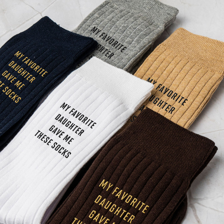 My Favorite Daughter Gave Me These Socks Custom Initial Embroidered - Personalized Socks 3
