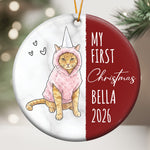My First Christmas Dog Cat Custom Photo Watercolor - Personalized Ornament 2