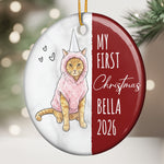 My First Christmas Dog Cat Custom Photo Watercolor - Personalized Ornament 3