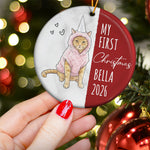 My First Christmas Dog Cat Custom Photo Watercolor - Personalized Ornament 4