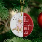 My First Christmas Dog Cat Custom Photo Watercolor - Personalized Ornament 5