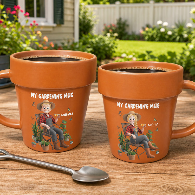 My Gardening Mug - Custom With Birthflower & Cute Character, Gifts For Her - Personalized Mug 1