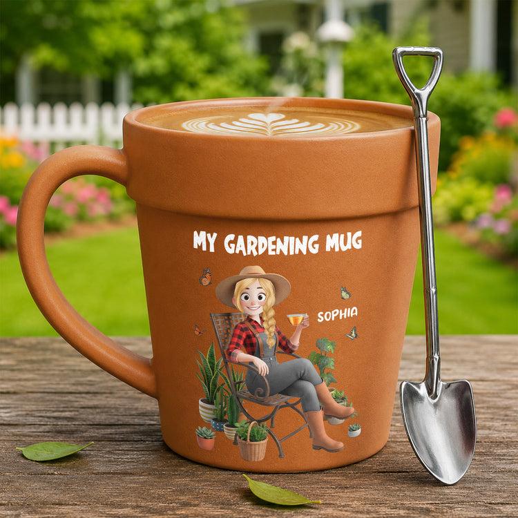 My Gardening Mug - Custom With Birthflower & Cute Character, Gifts For Her - Personalized Mug 2
