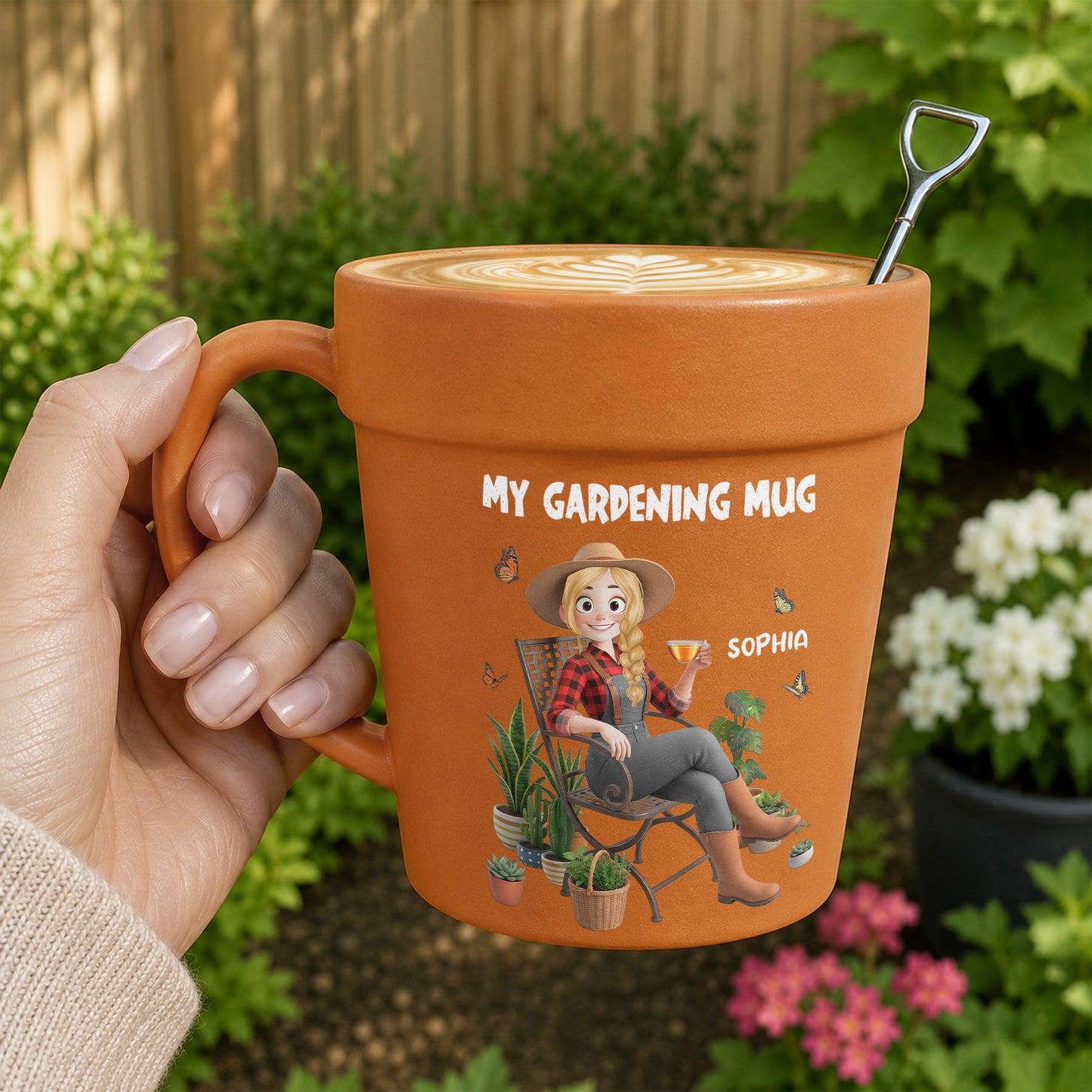 My Gardening Mug - Custom With Birthflower & Cute Character, Gifts For Her - Personalized Mug 3