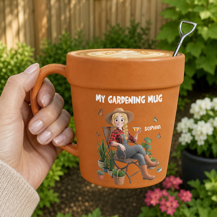 My Gardening Mug - Custom With Birthflower & Cute Character, Gifts For Her - Personalized Mug 3