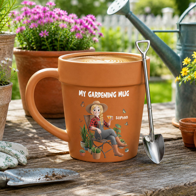 My Gardening Mug - Custom With Birthflower & Cute Character, Gifts For Her - Personalized Mug 4
