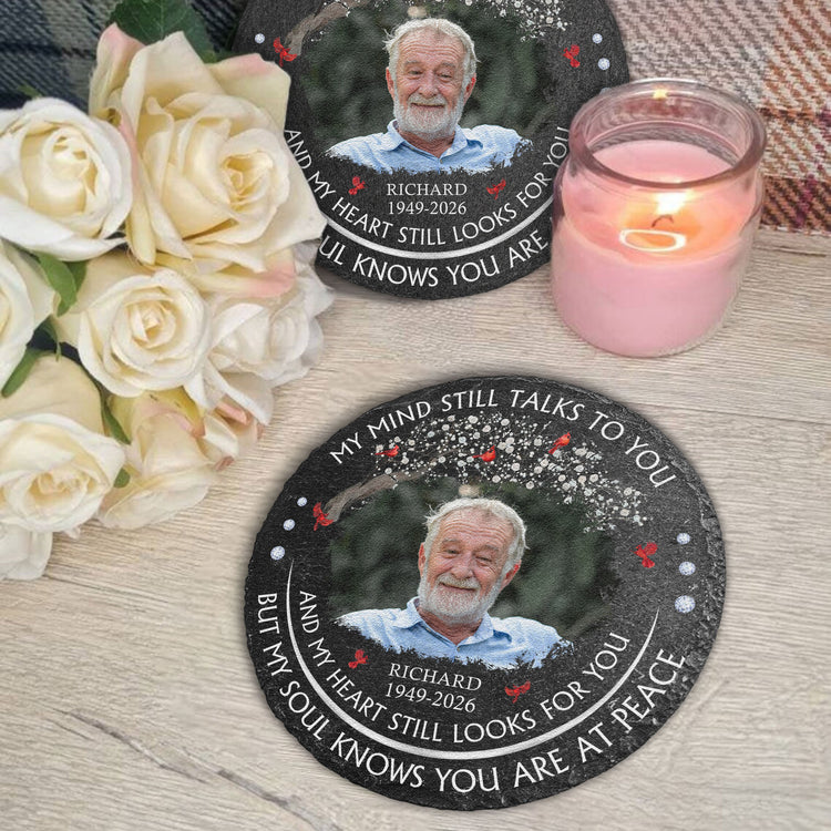 My Mind Still Talks To You Custom Photo Memorial Loss Of Loved Ones Gifts - Personalized Garden Stone 4