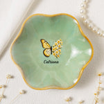 Name & Birth Flower Ring Dish Gifts For Her, Friends, Sisters - Personalized Jewelry Dish 1