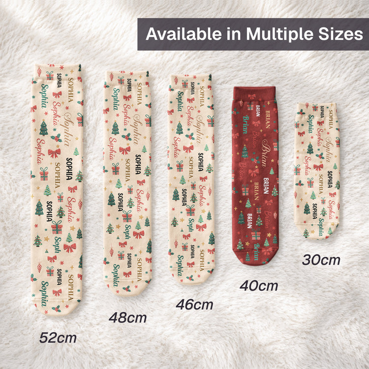 Name Word Art Christmas Theme Matching - Personalized Socks 7