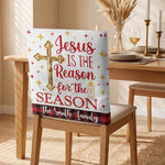 Nativity Scene Christmas Plaid Christian - Personalized Chair Back Cover 2