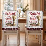 Nativity Scene Christmas Plaid Christian - Personalized Chair Back Cover 4