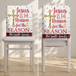 Nativity Scene Christmas Plaid Christian - Personalized Chair Back Cover 6
