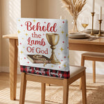 Nativity Scene Christmas Plaid Christian - Personalized Chair Back Cover 11