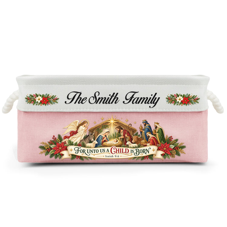 Nativity The Greatest Gift Of All - Decors Christian Gifts For Family - Personalized Storage Basket 5
