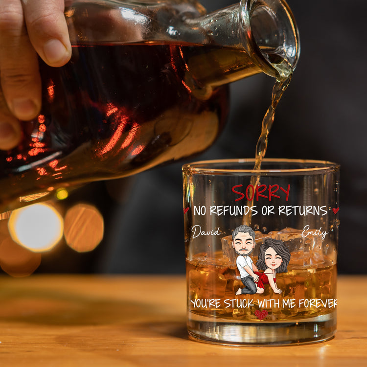 Naughty Couple Funny Gift For Men You're Stuck With Me - Personalized Whiskey Glasss 4