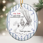 Never Forget The Difference You Make Christmas Gifts Striped Pattern - Personalized Ornament 3