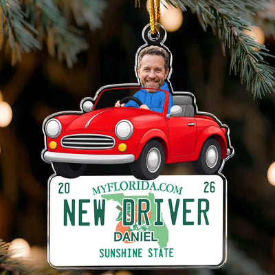 New Driver Custom State Car Plate First Teenager Car Gift - Personalized Ornament