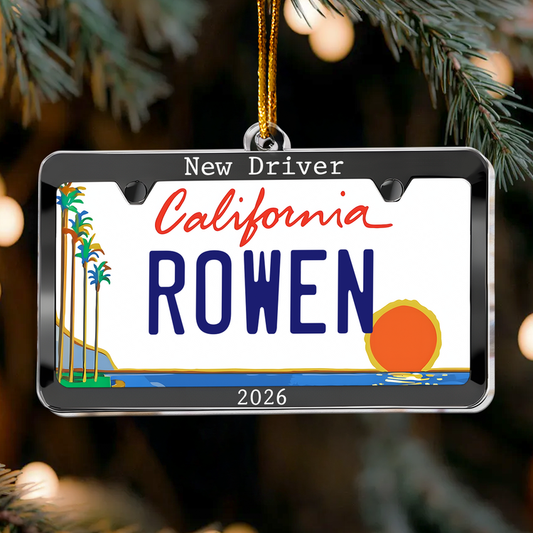 New Driver Custom State Car Plate Ornament, First Teenager Car Gift - Personalized Ornament 2