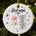 New Version Custom Name & Bible Verse God Says I Am For Her - Personalized Ornament 1