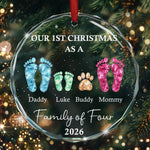 New Version Glass Ornament First Christmas As A Family Of 3,4,5,6 - Personalized Ornament 1