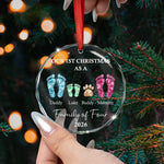 New Version Glass Ornament First Christmas As A Family Of 3,4,5,6 - Personalized Ornament 3