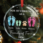 New Version Glass Ornament First Christmas As A Family Of 3,4,5,6 - Personalized Ornament 4