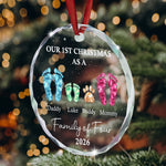 New Version Glass Ornament First Christmas As A Family Of 3,4,5,6 - Personalized Ornament 5