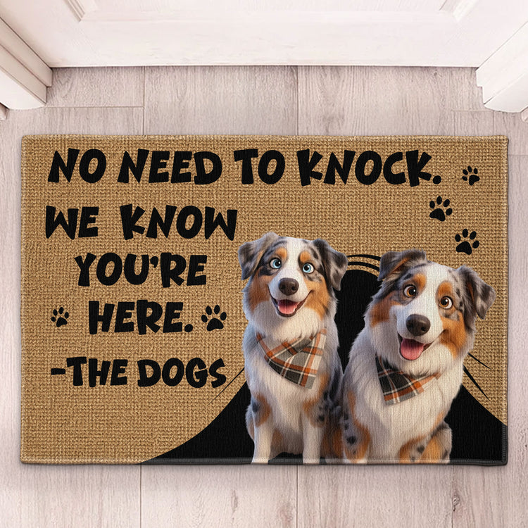 No Need To Knock We Know You’re Here - Cartoon Your Pet - Personalized Doormat 3