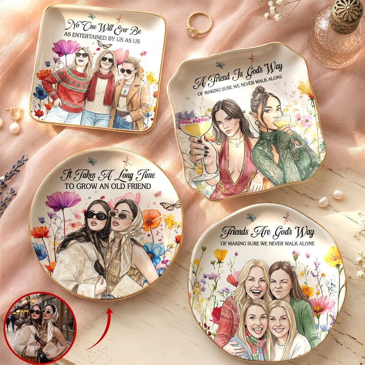 No One Will Ever Be As Entertained By Us As Us Custom Photo Watercolor Floral Art - Personalized Jewelry Dish 1