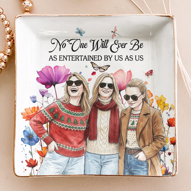 No One Will Ever Be As Entertained By Us As Us Custom Photo Watercolor Floral Art - Personalized Jewelry Dish 5