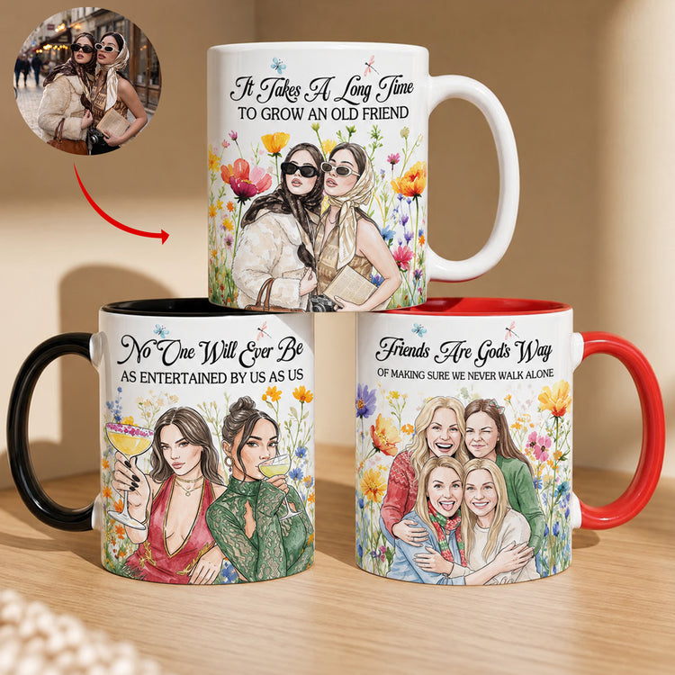 No One Will Ever Be As Entertained By Us As Us Custom Watercolor Friends Photo Gifts For Her - Personalized Mug 1