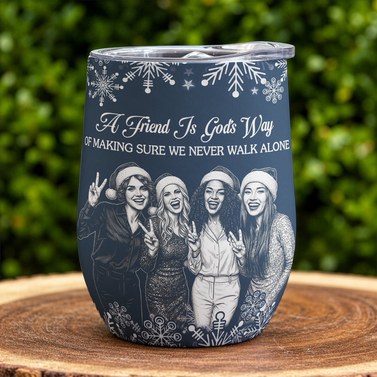 No One Will Ever Be As Entertained By Us Custom Photo Sketch Line Art - Personalized Wine Tumbler 3